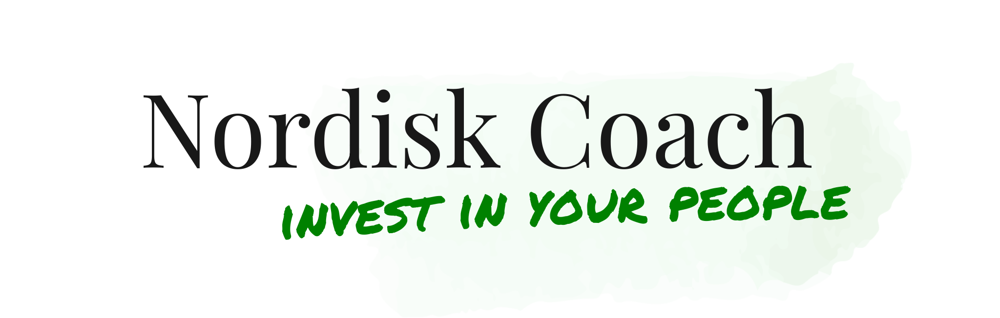 Nordisk Coach logo with green subtext Invest in your people